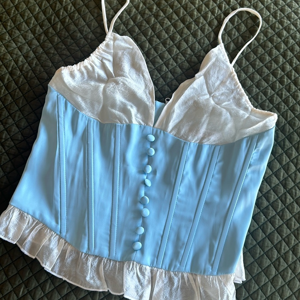 Baby blue silk corset